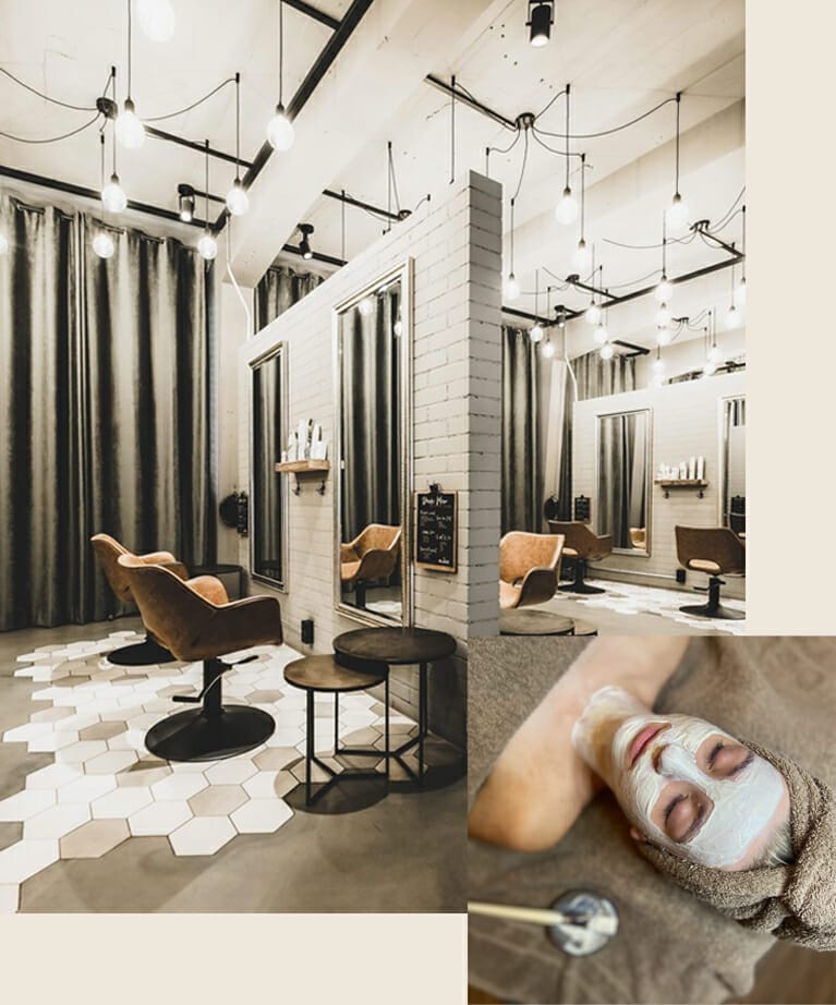 The Place Zug salon interior collage picture